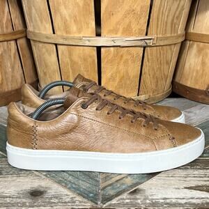 Toms Lenox Tan Leather Lace-Up Casual Sneakers Mens Size 9.5